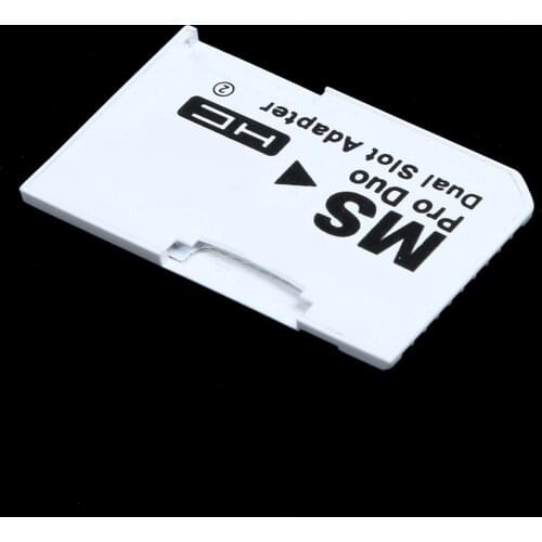 Memory Card Adapter Micro SD TF Flash Card to Memory Stick MS Pro Duo for PSP Card Dual 2 Slot Adapter White