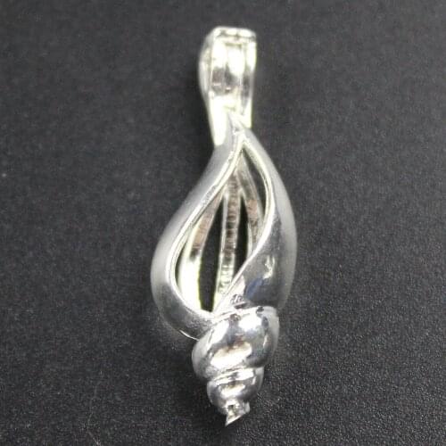 Conch Essential Oil Diffuser for Charm Pearl Cage Jewelry Supplies Locket Pendant Copper 31*11*9mm 1pcs Mixed Wholesale