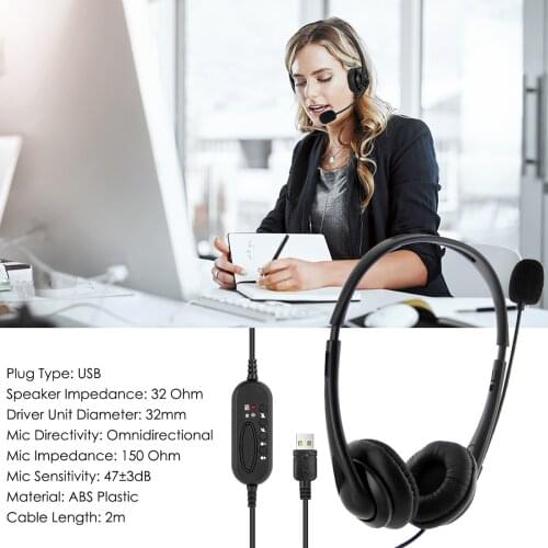 With Microphone Noise Canceling Headphone Call Center USB Wired With For Laptop Desktop Corded Telephone Operator Headset