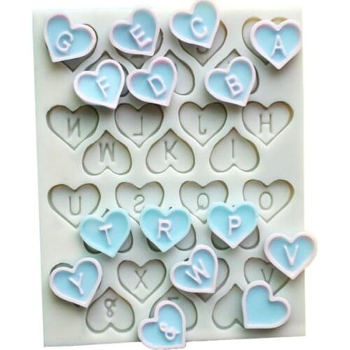 1 piece heart-shaped letter silicone mold cake decoration tool chocolate fudge mold, sugarcraft, kitchen accessories