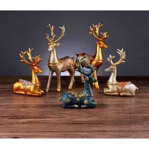 SIMPLE MODERN COUPLE AUSPICIOUS ELK RESIN ORNAMENTS HOME WINE CABINET DECORATION LIVING ROOM PORCH DISPLAY LUCKY DEER