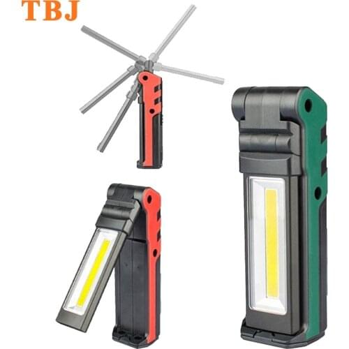 USB Rechargeable COB LED Working Light Cordless 2000mAh inspection Light with Magnetic Base & Hook Outdoor Flashlight