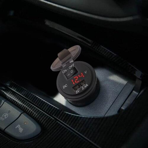 2.4A USB Charger Waterproof Car Truck Boat Motorcycle Socket Adapter LED Display Outdoor Personal Car Parts Decoration
