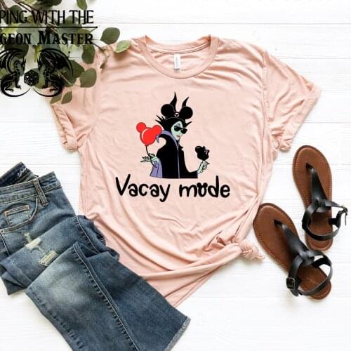 Funny Vacay Mode Shirt Girls Vacation Tees Cool Evil Queen Graphic Tee Cute Minnie Matching Squad Goals Vacation Tops
