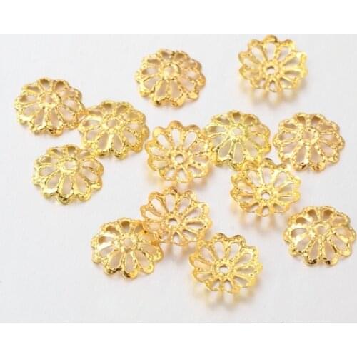 100pcs Iron Flower Bead Caps End Caps for Jewelry Making DIY Bracelet Necklace Jewelry Findings 9x1.5mm Hole: 1mm