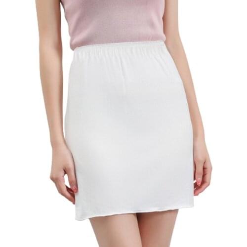 Y166 Women High Waist Short/Long Half Slips Skirt Solid Color Package Hip Underskirt