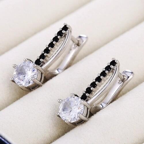 YH-ZL Classic Female Stone Earrings Charm Square Small Hoop Earrings Trendy Bridal Color Wedding Earrings For Women