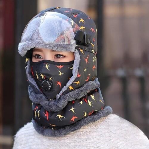 Woman Winter Keep Warm Bomber Hats Fashion Man Windproof Ear Protection Face Velvet Thicken Winter Cap Couple Hats N50