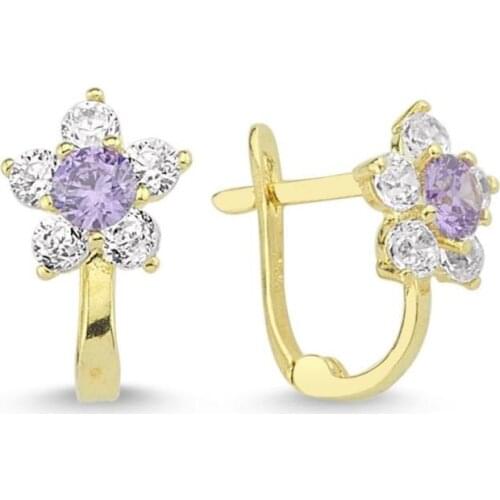 Gold Flower Kids Earrings TTGKPAÇK03-Certified 14K Gold-A perfect gift for your Loved Ones-Ephesus Gold & diamond