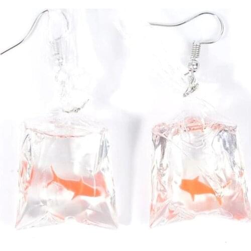 1 Pair creative Design Earrings Female Personality Koi Fish tank Long Design Elegant Earring Drop Earring For girlfriend Gifts