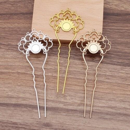 10pcs/lot 40*49mm Flower Tiaras Hairpin Chinese Hair Sticks Wedding Bridal Hair Fork Hair Accessories For Women