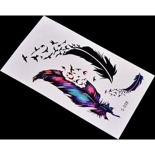 3d Waterproof Small Feathers Henna Fake Tattoo Paste For Women Tattoo Sleeve Transfer Temporary Tatoos Sticker For Body