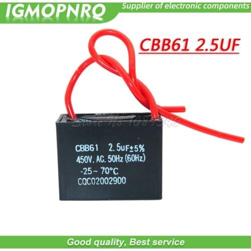 5pcs CBB61 2.5uf starting capacitance AC Fan Capacitor 450V CBB 2.5uf Motor Run Capacitor