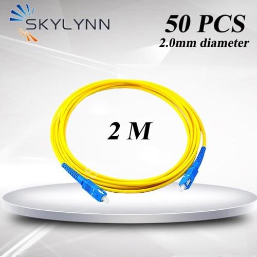 50PCS 2 Meter SC/UPC Optical Jumper Cable, SM G652D/G657A1/G657A2 SX Core 2.0mm Yellow LSZH Jacket Fiber Patch Cord
