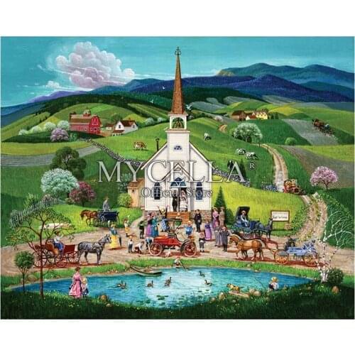 5D Diy Diamond Painting People Landscape Churches Spring Wedding Rhinestone Cartoon Diamond Embroidery Mosaic Home Decor gift