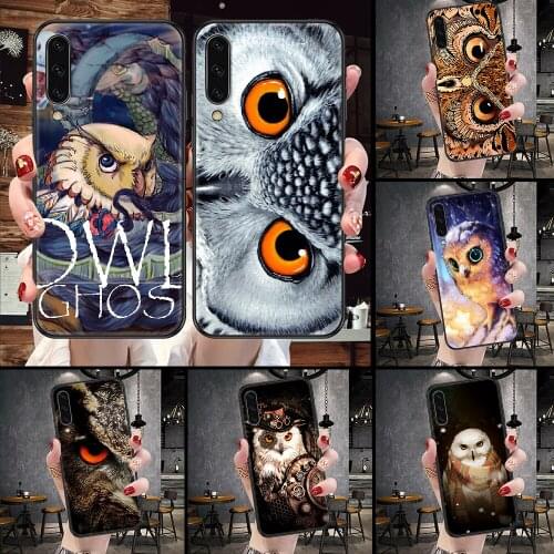 Animal Cute Owl Cartoon Phone Case For Samsung Galaxy A 10 12 20E 21S 30 32 40 50 51 52 70 71 72 5 6 7 2016 2018 black trend