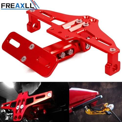 For yamaha YZF R125 R25 R3 R6 mt09 MT07 Z800 Universal CNC Billet Aluminum Motorbike Adjustable Angle License Number Plate Frame