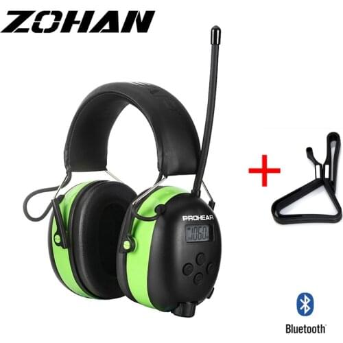 ZOHAN Electronic Shooting Ear Muffs NRR22DB Bluetooth & Radio AM/FM Professional Noise Cancelling Hunting With Waist Hook
