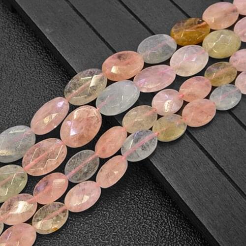 Faceted Oval Morgan Natural Stone Beads For Jewelry Making Beads Bracelets For Women Gift 15'' Needlework DIY Beads Trinket