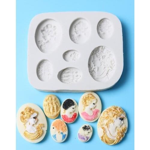 Beauty Women Shape Cameo Silicone Cake Mold Fondant Mold Jelly Candy Chocolate Soap Mold Decorating Bakeware