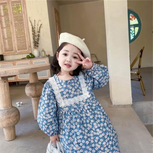 2021 spring and autumn new childrens wear girls clothes Girls lace dress princess dress clothes girl clothes