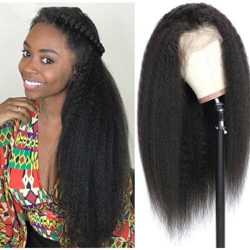 Lovely Queen Kinky Straight Wigs 13X4 Lace Front Wig Brazilian Straight Wigs Human Hair 150/180 Density Remy Hair Wigs for Women