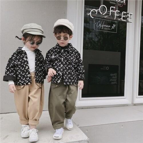 Kids Jackets Spring Autumn Casual Print Coats For Boys Toddler Girls Clothing Korean Single-breasted Children Jacket New Arrival