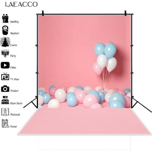 Laeacco Pink Balloons Backdrop Photography Newborn Baby Birthday Party Family Shoot Portrait Photography Background Photo Studio