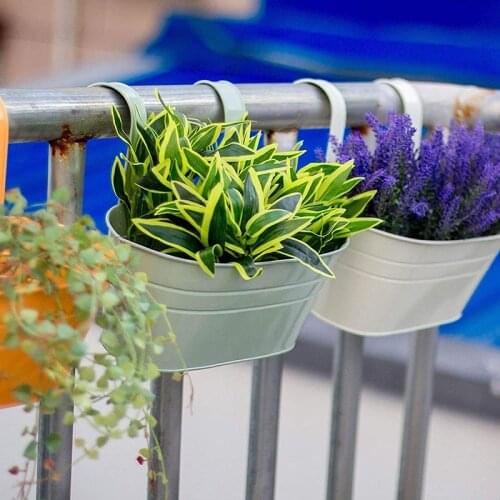 Metal Hanging Flower Pot Simple Bucket Planter with Detachable Hook Multifunctional Holder for Garden Courtyard Patio SCIE999