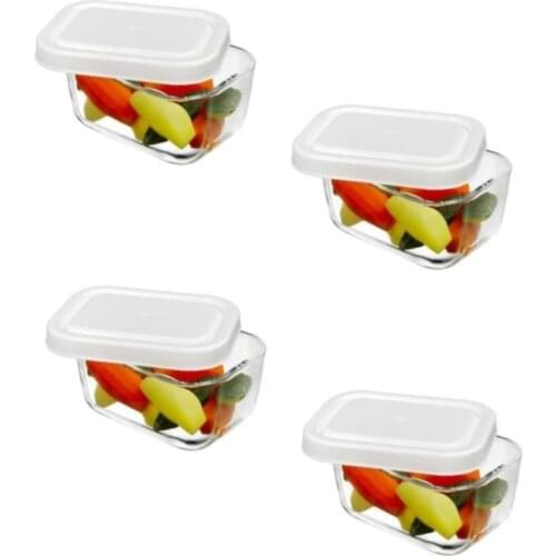 Pasabahce 4 pcs Glass Storage Bowl Set Storage Container refrigerator crisper storage box PP food storage box