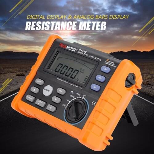 PEAKMETER MS2302 Digital Insulation Megger Ground Earth Resistance Voltage Tester 0-4Kohm 100 Groups Data Logging with Backlight