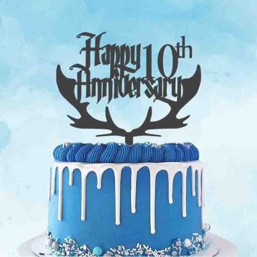 Personalized Wedding Anniversary Wood Cake Topper Custom Your Number Happy 10th Anniversary 20th 30th 40th Anniversary Topper