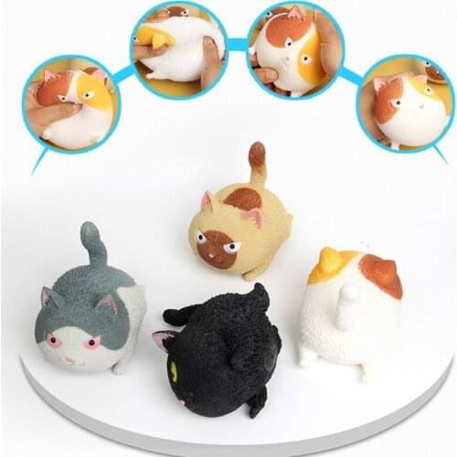 Portable Mini Cat Soft Rubber Anti-Stress Gadget Miniature Novelty Toy Screaming Cat Realistic Animal Toy Squishy Cat
