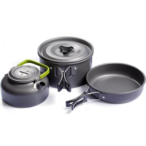 Tableware-Equipment Cookware-Kit Water-Kettle BBQ Picnic Travelling Hiking Outdoor Aluminum Cooking Set