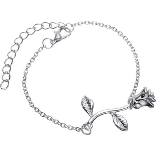 Romantic Elegant Fashion Hand Chain Gold/Sliver/Rose Gold Color Rose Flower Bracelet Womens Charms Jewelry Chic Accessories