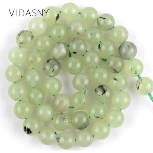 Natural Gem Stone Prehnites Jades Round Beads For Needlework Jewelry Making 6 8 10mm Charm Beads Diy Bracelet Necklace 15