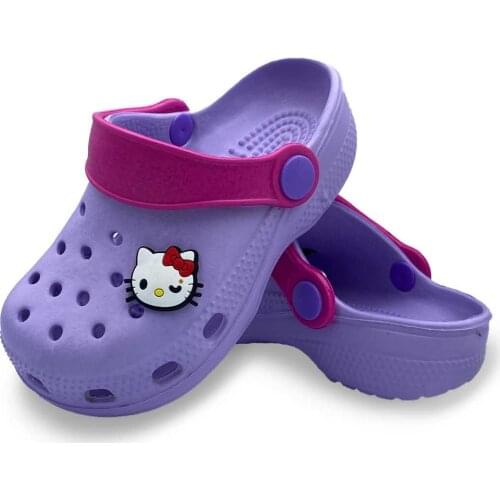 Female Child Lilac Hella Kittty Design Sandals Slippers