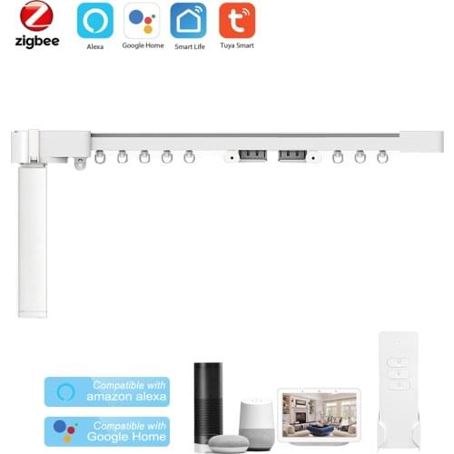 Smart Zigbee Curtain Track Kit Blind Motor Timing APP Remote Control Electric Curtain RF Control Amazon Alexa Echo Google Home
