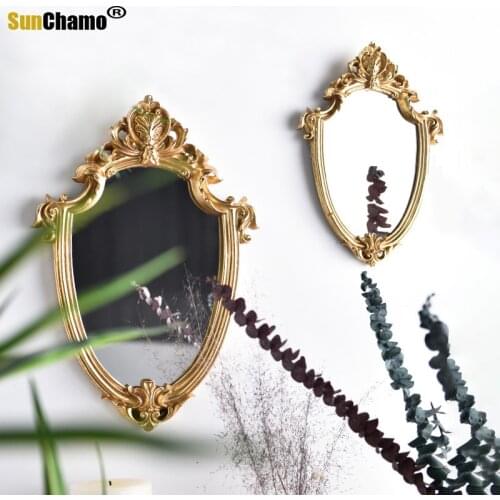 Vintage French Palace Style Gold Hanging Mirror Wall Decoration Makeup Mirror for Home Decor