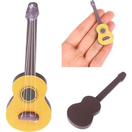 7cm*2cm Mini Guitar Doll House Miniatures Lovely Cute Fairy Garden Gnome Moss Terrarium Decor Crafts Musical Instruments
