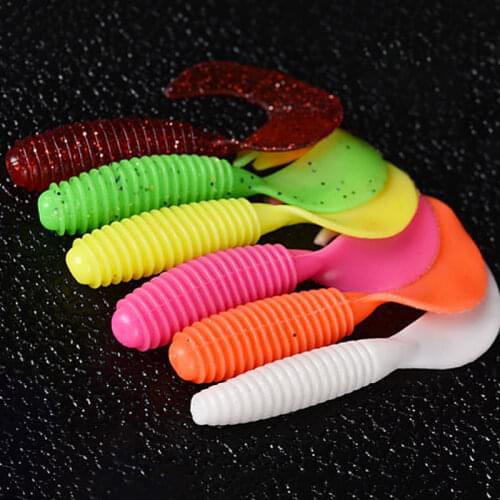 10PCS Long Tail Worm Soft Lures Swimbaits 70mm 3g Jig Wobblers Tackle Smell With Salt Silicone Artificial Bait Bass Carp Pesca