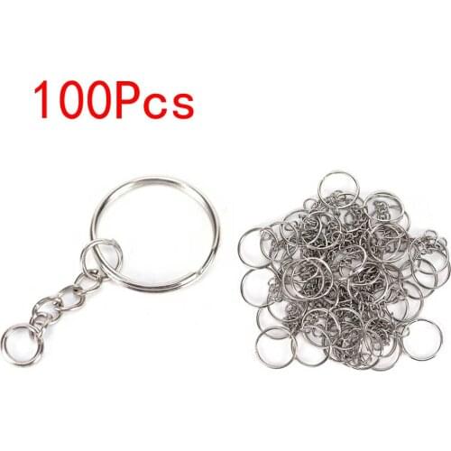 100pcs 25mm Key Chains Tags Accessories Rings Plated Steel Round Split Ring for Pet Id Tags Pet Dog Cats Tag Collar Accessories