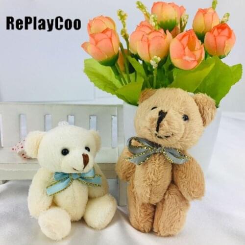 100PCS/LOTMini Teddy Bear Stuffed Plush Toys 8cm Small Bear Stuffed Toys pelucia Pendant Kids Birthday Gift Party Decor DMX002