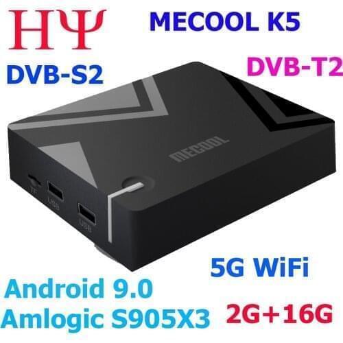3PCS/LOT MECOOL K5 Android 6.0 4K TV BOX Combo Satellite Receiver DVB-S2/T2 Amlogic S905X3 2GB+16GB Wif