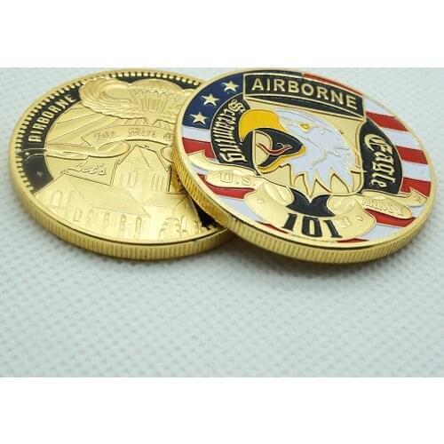 5pcs/lot 1 OZ Gold Pltaed USA 101st Airborne Division Souvenir Metal Gift Coin Challenge Coins Collection free shipping