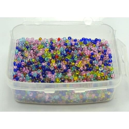 5000 Mixed Transparent Color Glass Seed Beads 2mm (10/0) + Storage Box