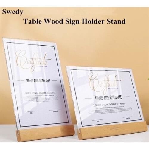A4 Acrylic Sign Holder 8.5x11 Inch Wood Base L Shape Acrylic Picture Frame Desktop Display Menu Paper Holder Stand