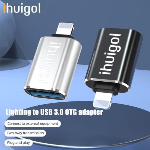 Ihuigol Mini iOS 13 OTG Adapter For iPhone USB 3.0 2.0 Mouse Keyboard U Disk Camera CardReader Converter Data For iPhone 12 11