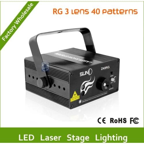 DHL Free shipping LED RG 3 Lens 40 Patterns Mixing Laser Projector Stage Lighting Effect Blue LED Stage Lights