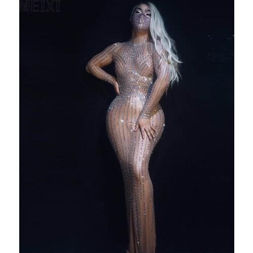 Sparkling silver and gold stretch dress Birthday celebration party banquet evening dress concert ball singer costume